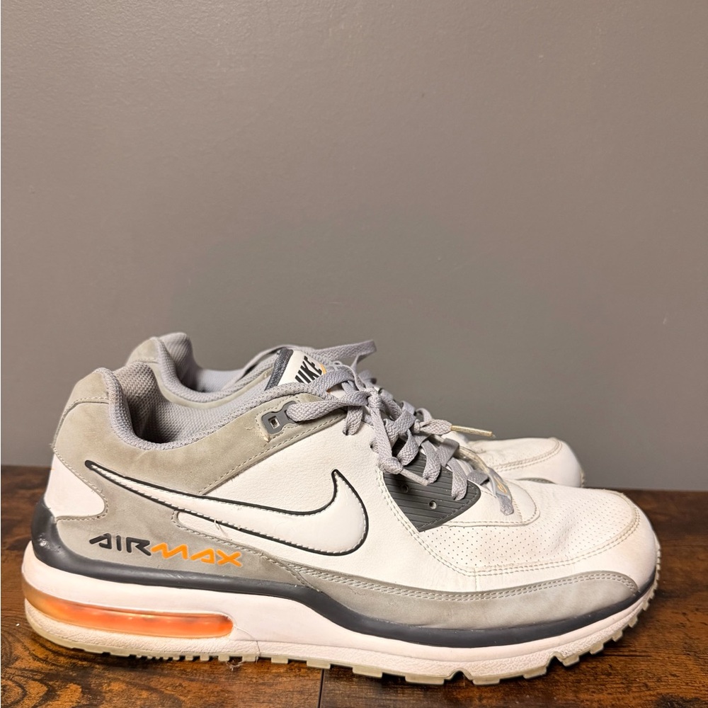 Nike Air Max Men's White and Gray Sneakers with Orange Accents